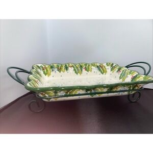 Temptations By Tara Old World Baking Dish 3qt Green With‎ Wire Rack